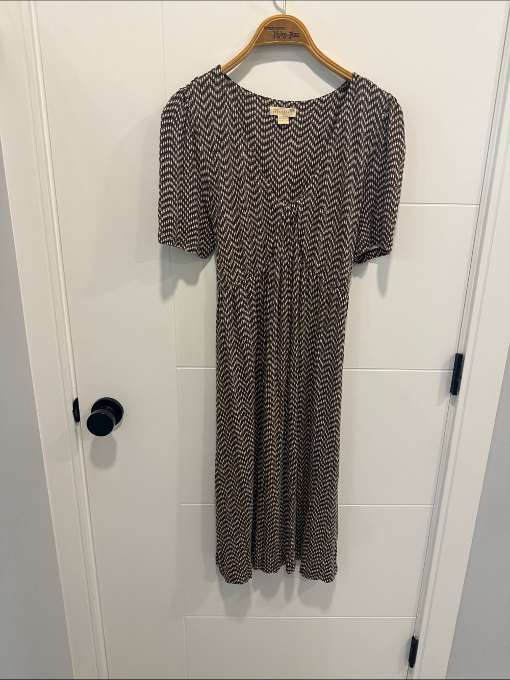 Monsoon Brown Chevron Midi Dress size large